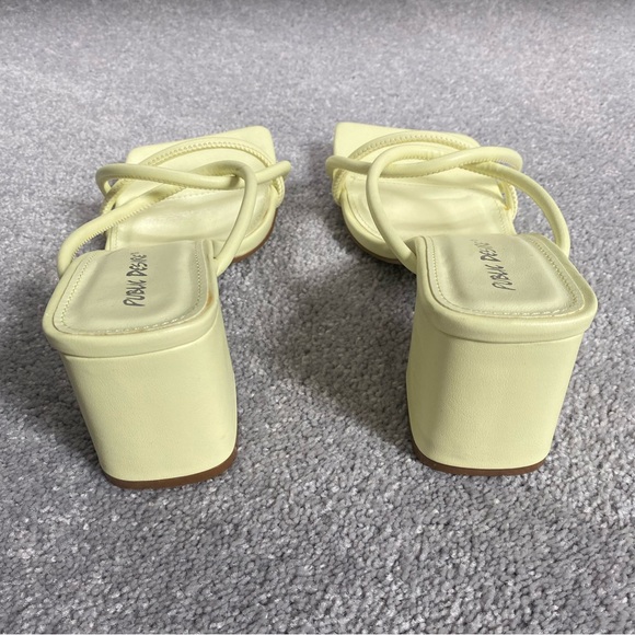 Yellow Strappy Block Heel Mules - Picture 9 of 11